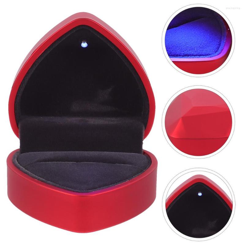 

Jewelry Pouches 1Pc Chic Wrapping Box Wedding Delicate Ring LED Holder Red