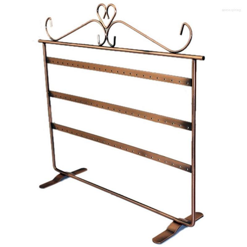

Jewelry Pouches Flat Earring Stand Copper Plate 72 Hole Wrought Iron Display