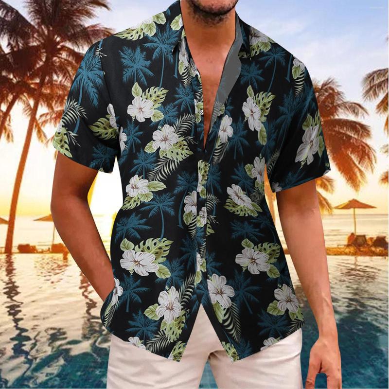 

Men's Casual Shirts Mens White Cotton T Fashion And Leisure 3D Digital Printing Buckle Lapel Short Long Sleeve Shirt Running, Blue