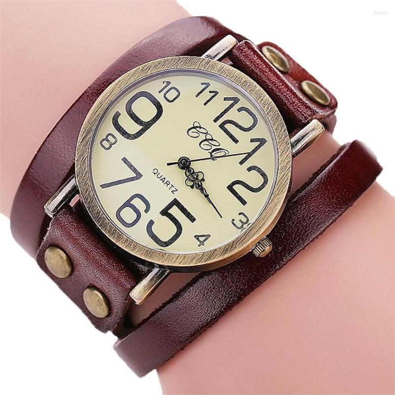 

Wristwatches Vintage Cow Leather Bracelet Watch Women Bamboo Women's Classic 2022 Relogio Feminino, White