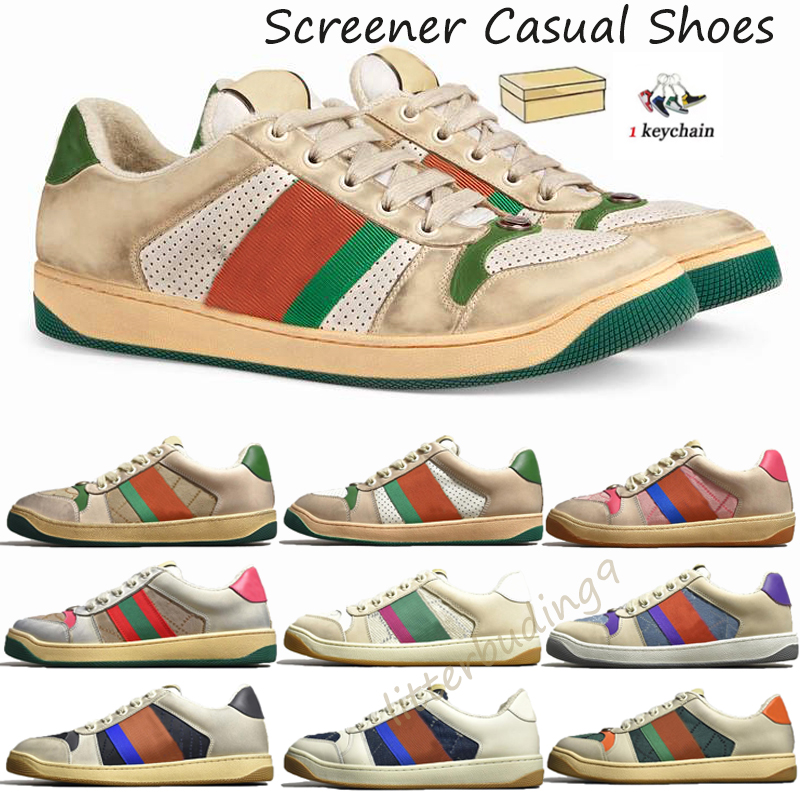 

Designer Dirty Screener Casual Shoes Fashion Women Men sneakers Classic Leather Sneaker beige ebony green fuchsia blue womens trainers 35-45, 6 35-40