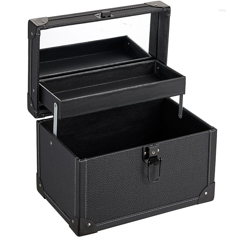 

Cosmetic Bags Women Travel Case Beauty Box PU Makeup Suitcase Tattoo Toolbox Portable Nail Storage, Refer to photo
