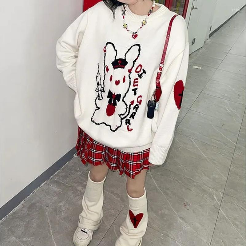 

Women' Sweaters HOUZHOU Harajuku Kawaii Sweater Women Japanese Cartoon Preppy Style Loose Knitted E Girl Autumn Winter Y2K Casual Tops, Sock