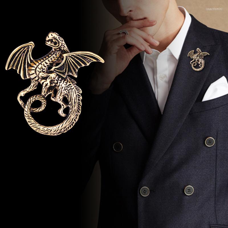 

Brooches Retro Animal Dragon Brooch Pin Metal Wing Corsage Suit Coat Badge Lapel Pins And Gifts For Men Jewelry Accessories