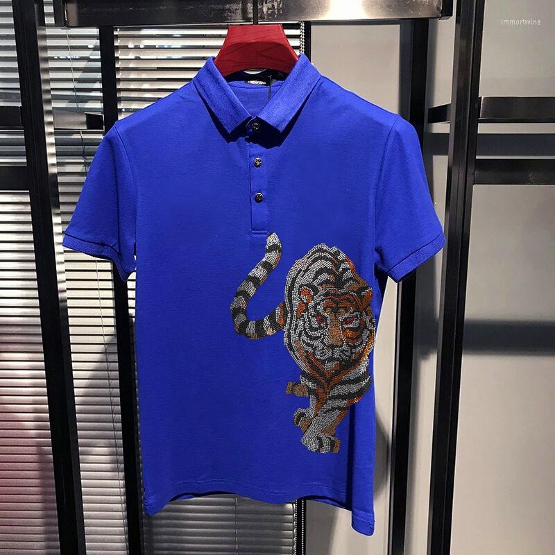 

Men's Polos Harajuku Trend Pure Cotton Polo Short Sleeve Casual Sweatshirt Loose Couple Men's T-Shirt Training Diamond Style Oversize, As shown asian size