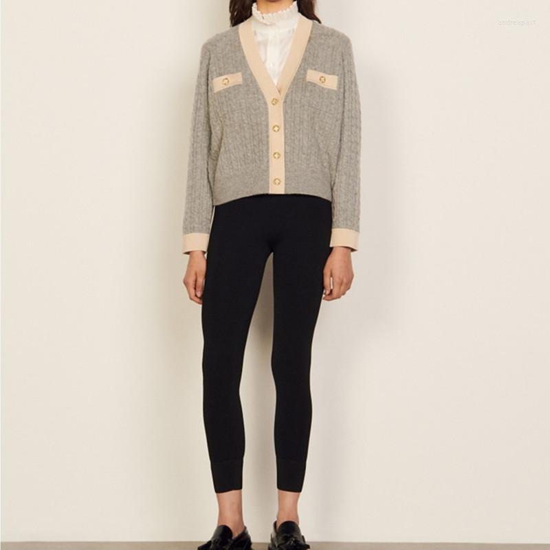 

Women' Knits Arrival Woman Cardigan Fashion Solid Color Cardigans Spring Autumn Women Jacket Coat V-neck Knitted Crop Top