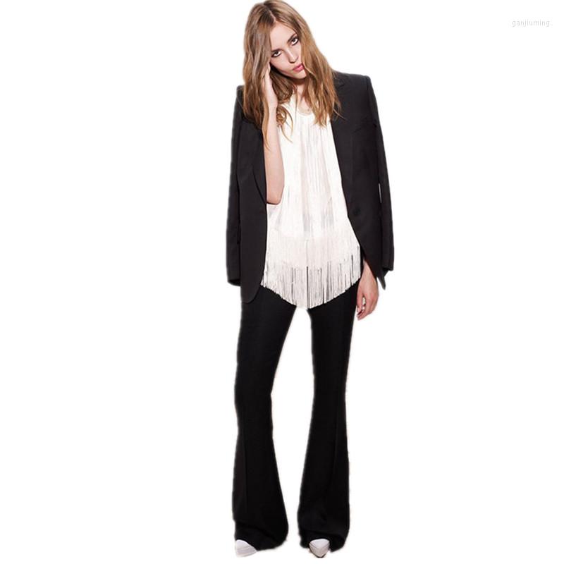 

Women's Two Piece Pants Black 2 Pieces Sets Womens Business Suits Formal Bell-bottomed Female Trouser Suit Ladies Autumn Winter Office, Choose color chart