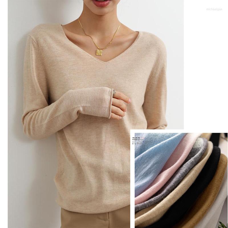 

Women' Knits 48 Thread Count All Wool Bottoms Women' V-neck Basic Knitwear Loose Live Broadcast In Autumn And Winter 2022, Camel