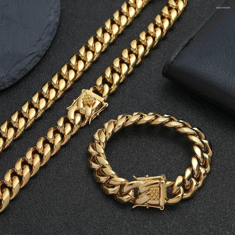 

Link Bracelets Hip Hop Cuban For Men Stainless Steel Gold Electroplating Encrypted Round Mill Titanium Bracelet Fashion Jewelry