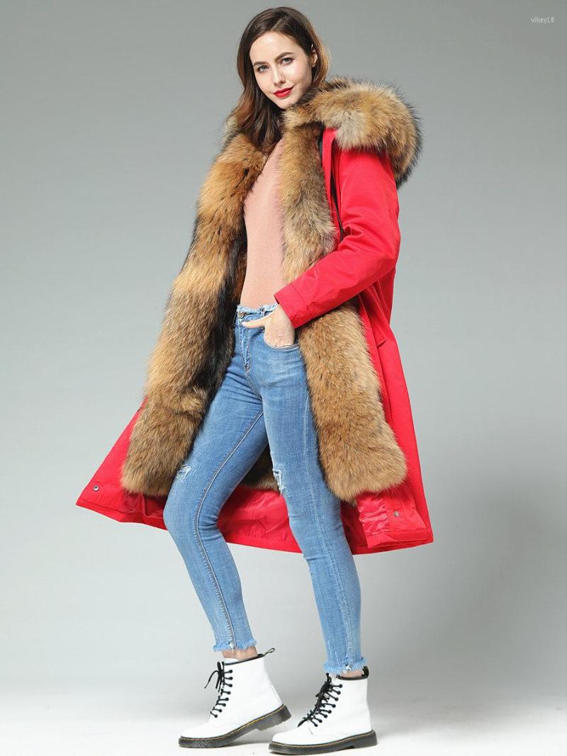 

Women' Fur Natural Girls 2022 Real Coat Women Raccoon Muskrat Lining Wear Overcoat Windbreaker, Clear