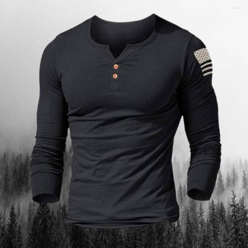 

Men's Casual Shirts Eye-catching Trendy Long Sleeve Summer T-shirt O Neck Top Pullover For Street, Khaki