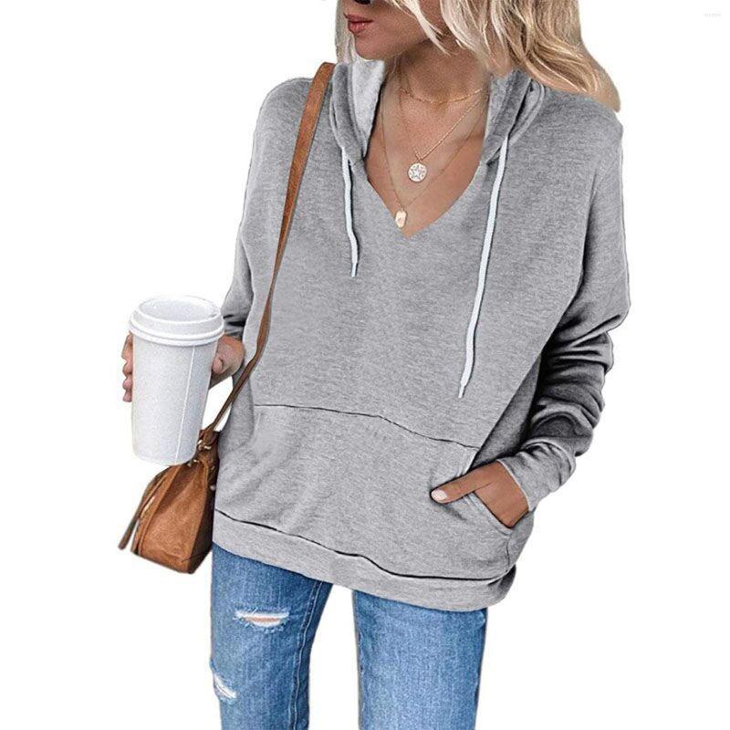 

Women' Sweaters 2022 Fashion Women' Casual Loose Hoodies With Pockets Solid Color Long Sleeve Pullover Sweatshirts Moletom Feminino, Black