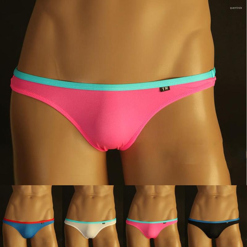 

Underpants Seamless Men Mini Briefs Lingerie Soft Ultra-thin Thongs Underwear Bikini Brief G-string Short Silky, Black
