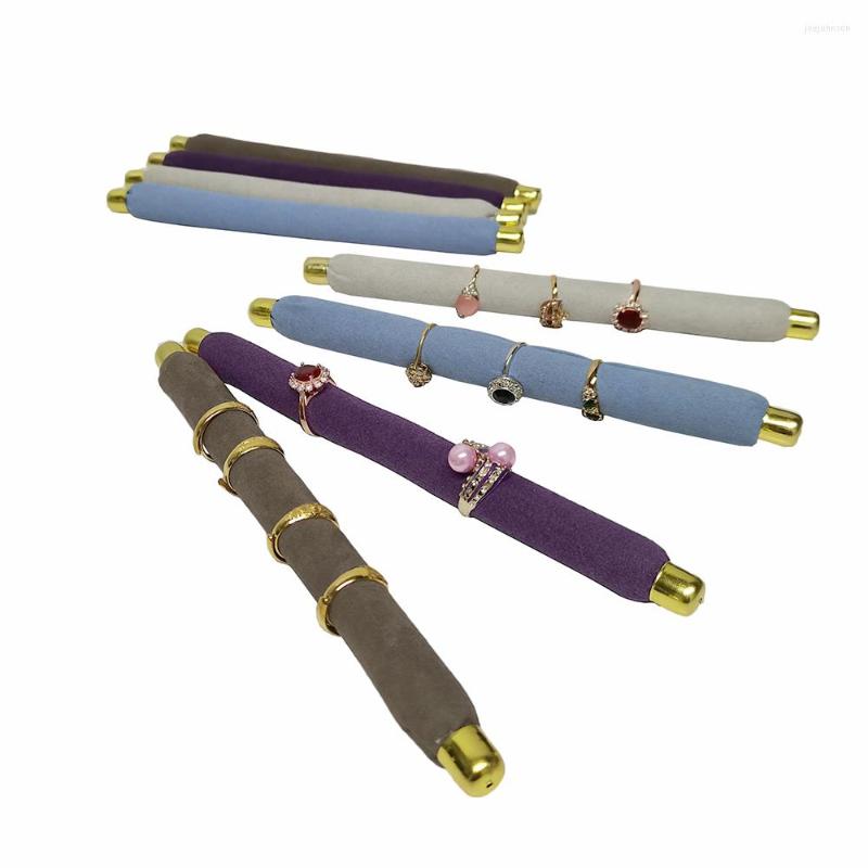 

Jewelry Pouches 21cm 4colours Microfiber Fluffy Sponge Stick Ring Holder Organizer Stand Jewellery Bar Rack Exhibition Showcase