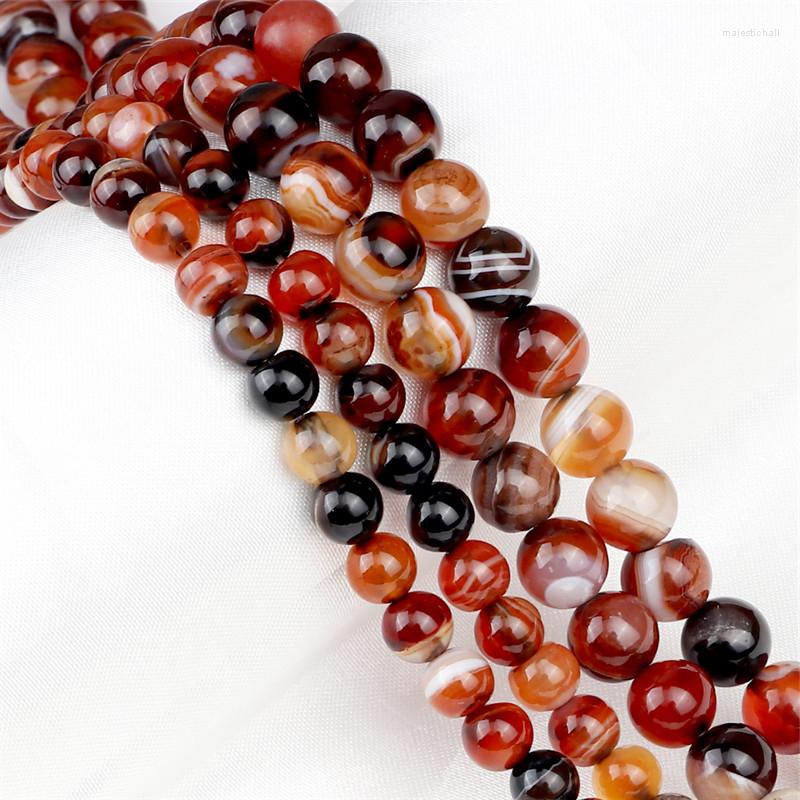 

Beads Wine Red Smooth 8/6mm Striped Agates Natural Stones For DIY Handmade Bracelet Round LAVA Loose Jewelry Making Accessories