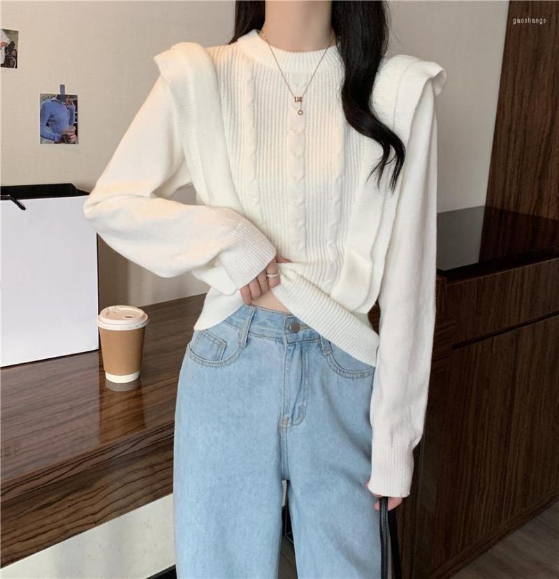 

Women's Sweaters Korean Style Fashion O-Neck Sweater Women Long Sleeve Solid Slim Knitting Tops Autumn Winter All-Match Leisure Chic, Black