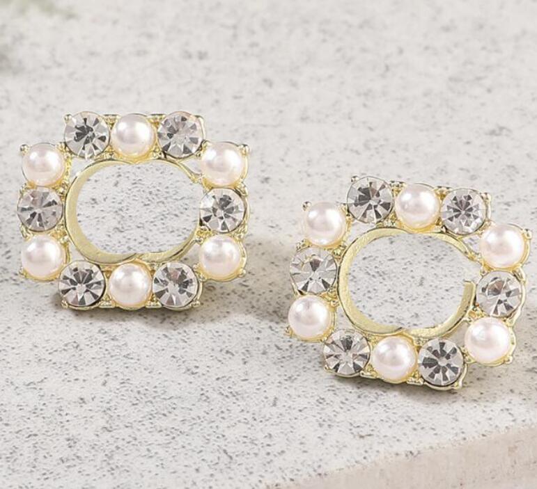 23ss 20color Luxury Brand Desinger Letter Stud 18K Gold Plated Long Earrings Dangle Simple Women Geometric Crystal Rhinestone Earstud Hoop Weddin