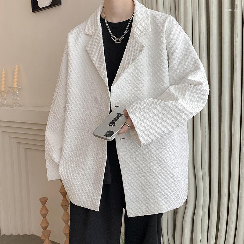 

Men's Suits Autumn Black White Blazer Men Fashion Society Mens Dress Jacket Korean Loose Casual Suit Office Formal -2XL