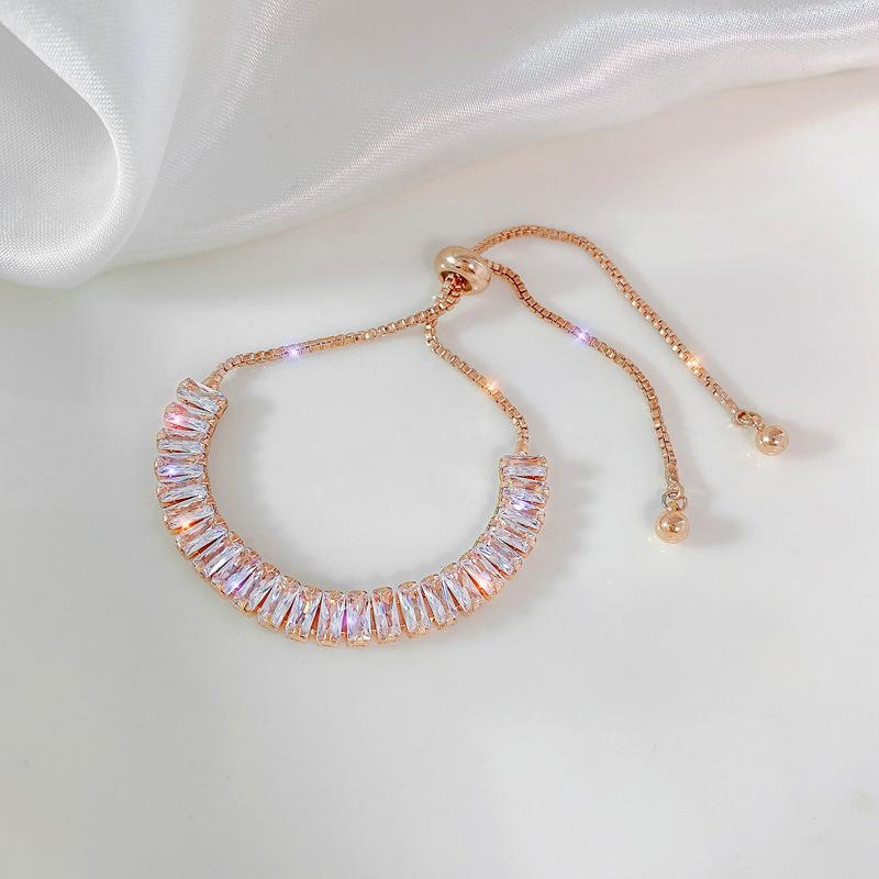 

Strand Women Rhinestone Bracelet Shiny Luxury Zircon Adjustable Bracelets Jewelry Gift For With Delicate Box