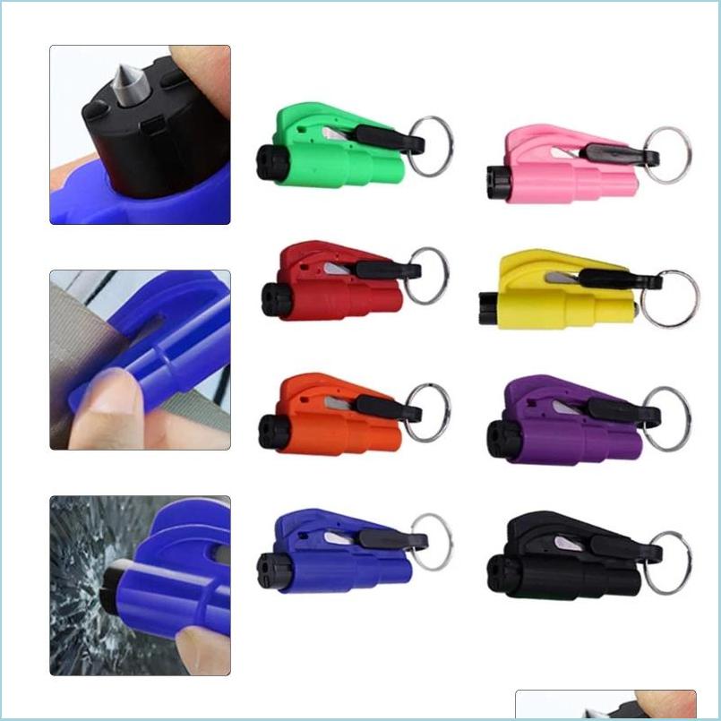 

Hammer Mticolor Car Safety Hammer Spring Type Escape Window Breaker Punch Seat Belt Cutter Keychain Accessories Drop Deliver Bdesybag Dhsox