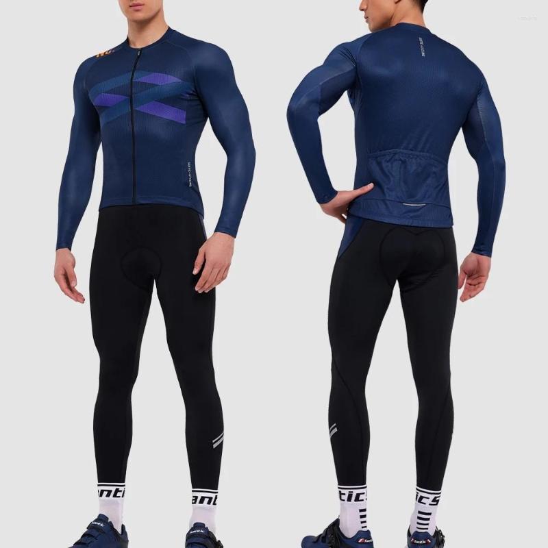 

Racing Sets Santic Men' Cycling Long Sleeve Tops Pants Spring/Summer Jersey Professional, W1ct084b