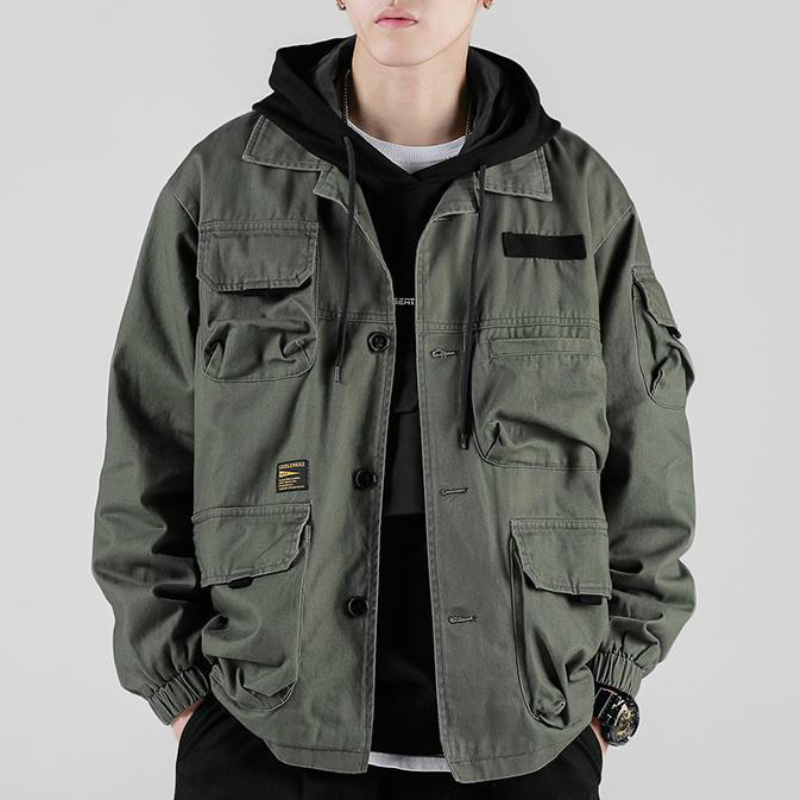 

Men's Leather Faux Leather Spring Autumn Jackets for Women Army Green Tooling Jacket Men's Brand MultiPockets Loose Jacket Korean Style Men 221006, Za g512