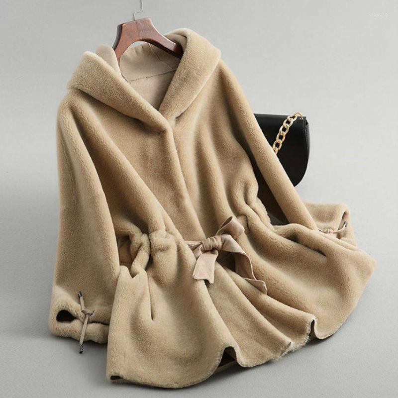 

Women's Fur Women Faux Hooded Jacket Female Autumn Winter Coats, Beige