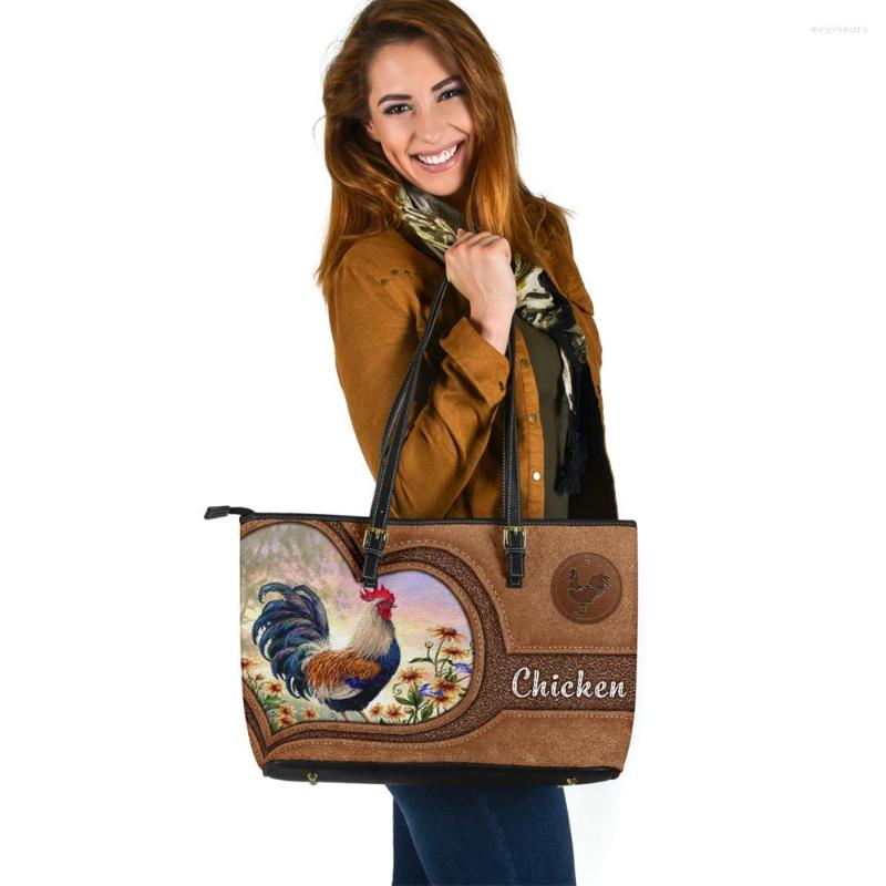

Evening Bags Vintage Tote For Women Funny Rooster Pattern High Quality Ladies Hand Female Luxury Pu Leather Shoulder Bag Sac Femme, Custom dp