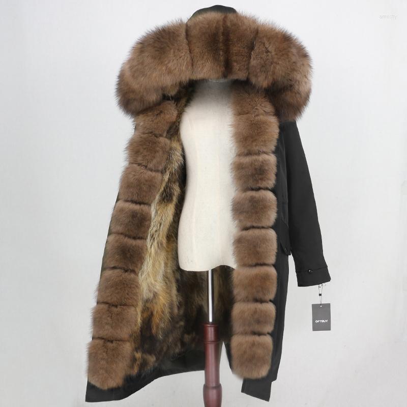 

Women' Fur Winter Jacket Women Brand Waterproof Fabric Outerwear X-long Parka Real Coat Natural Collar Hood Streetwear, Black black camel