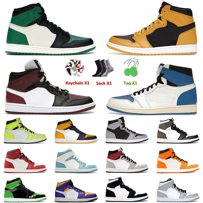 

Basketball Shoes Top Jumpman 1 1s Pollen Fragment Military Blue Light Smoke Grey Carbon Fiber Hyper Royal Silver Toe Men Women Sneakers Trainers Big Size 12, C2 bordeaux 40-47