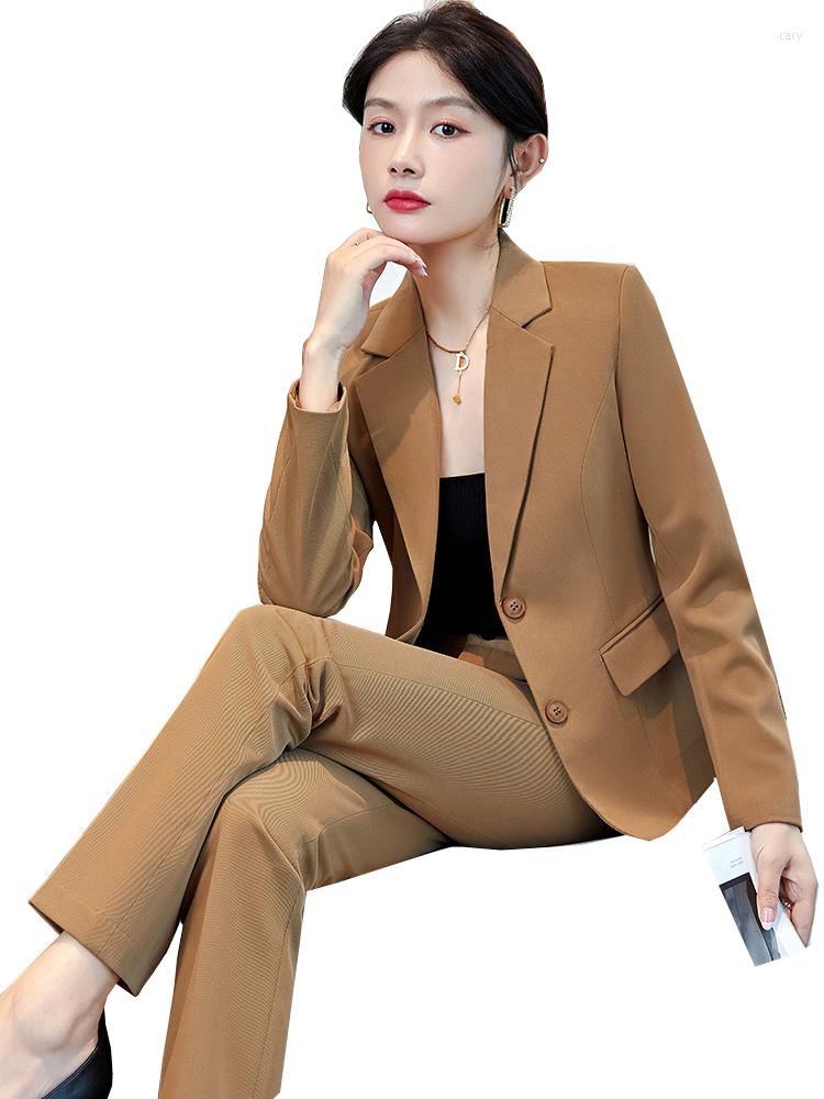 

Women's Two Piece Pants Navy Khaki Black Blue White Ladies Formal Pant Suit Women Office Business Work Wear 2 Set Blazer Jacket And Trouser, White 2 piece set