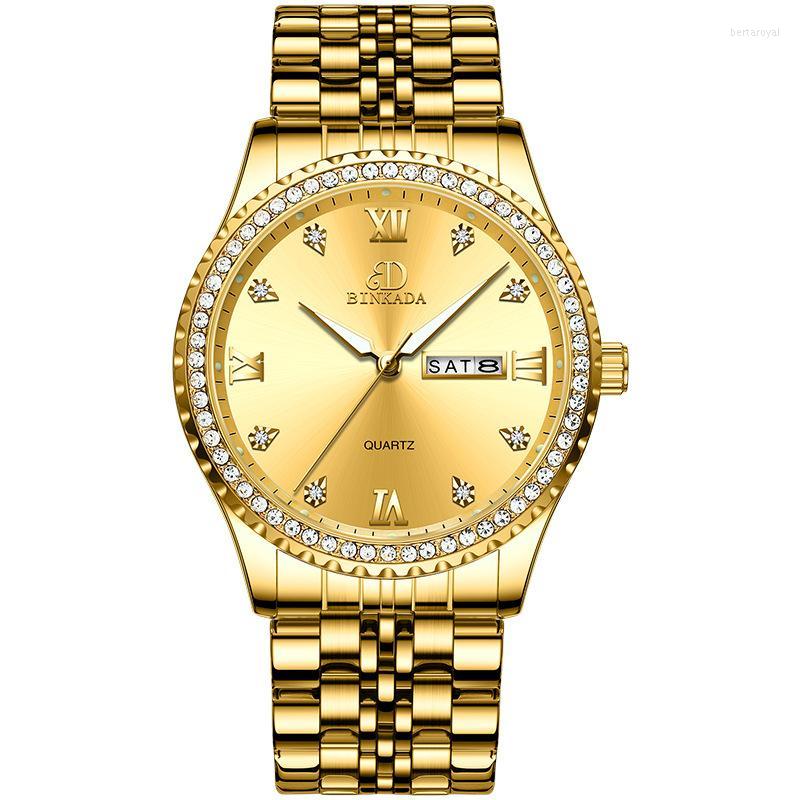 

Wristwatches Fashion Men Luxury Stainless Steel Watch Calendar Date Quartz Wrist Watches For Man Business Leather Clock