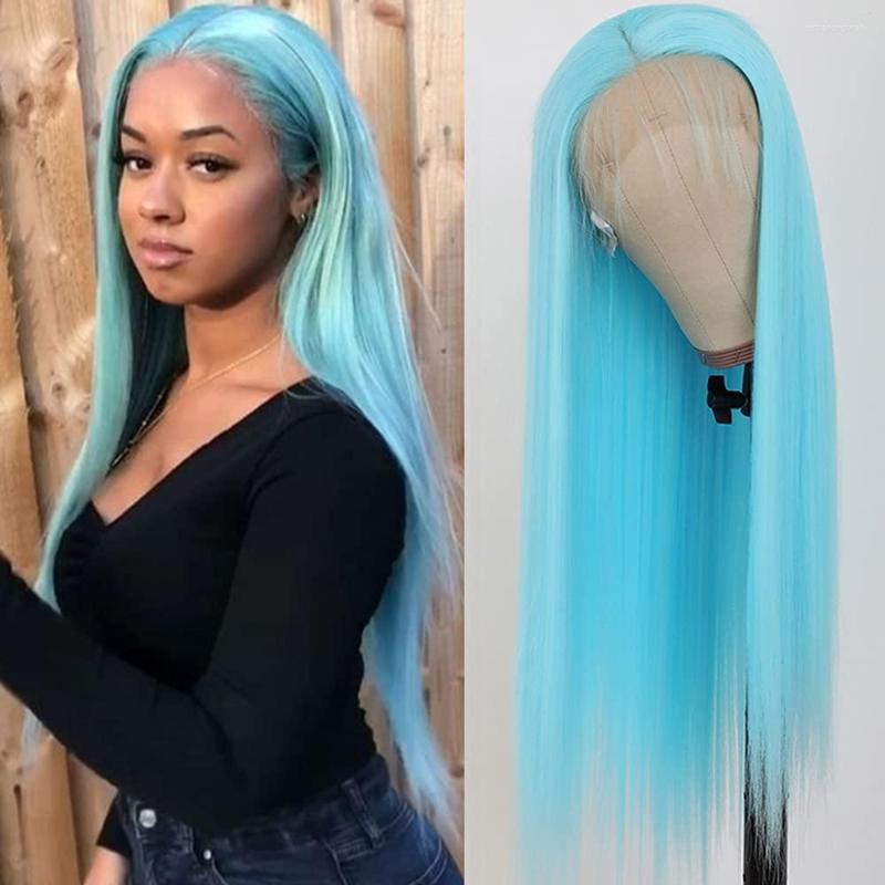 

Green Blue Colored Lace Wig 13x4 Straight Human Hair Wigs For Women Hd Transparent Peruvian Frontal, Picture shown