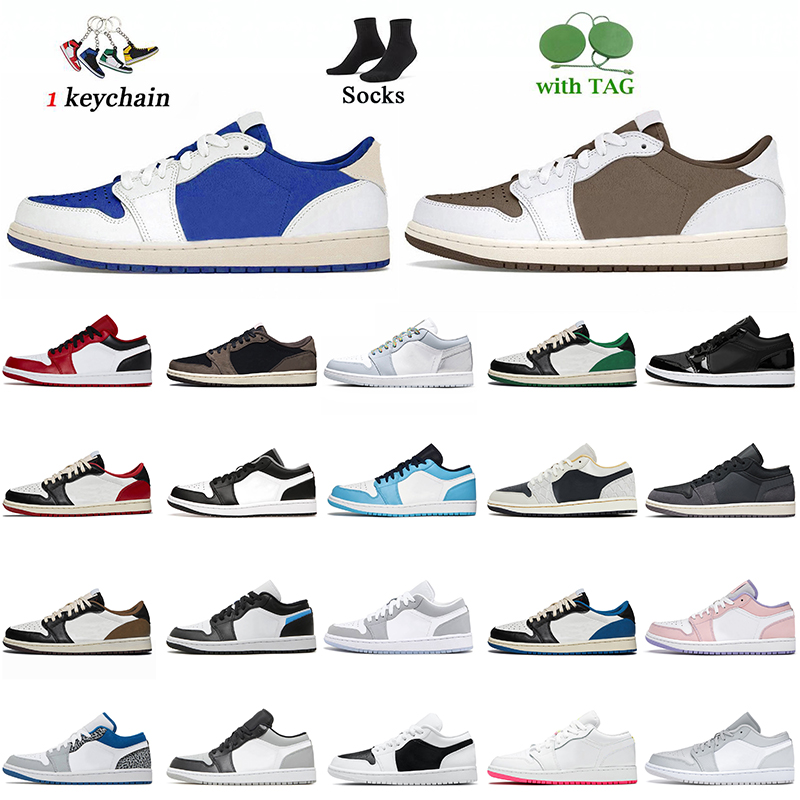 

2023 Women Mens Jumpman 1 Low Basketball Shoes 1s Craft Inside Out Black White Bred Toe Olive Tear Away Silver Wolf Grey UNC Fragment Cactus Jack Trainers Sneakers, B10 reverse black toe 36-45