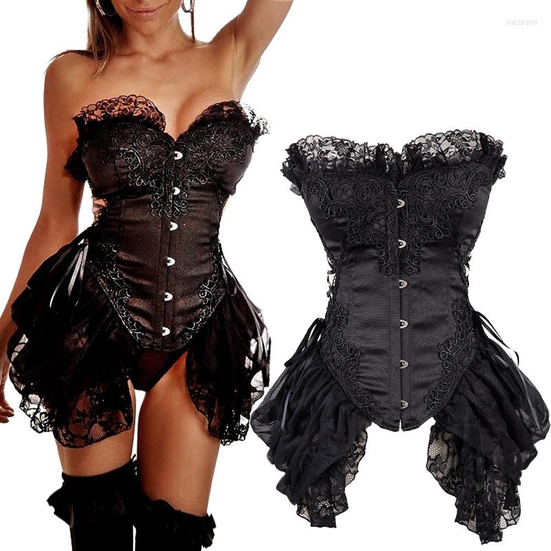 

Bustiers & Corsets Sexy Corset Dress Gothic Top Overbust Corselet Burlesque Women Lace Up Shaper Belly Sheath Modeling Strap Fajas, Black