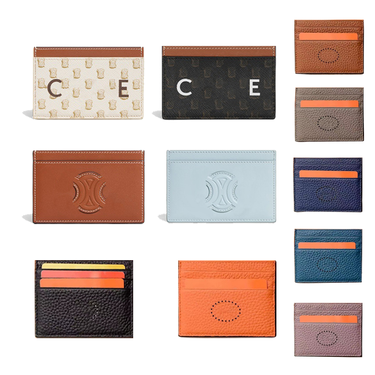 

Luxurys designer Women's Coin Purses Mens Hermee card holder with box porte carte wallets purse CL hollow out wallet key pouch Leather smooth sheepskin card Holders, Cl-mon0gram brown