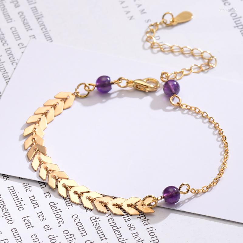 

Link Bracelets Crystal Moonstone Bracelet Asymmetric Silver Gold Color Leaf Jewelry For Woman Birthday Gifts