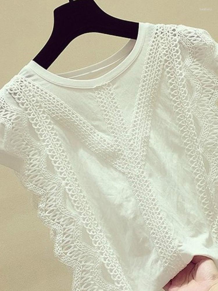 

Women' Blouses Fashion Clothing Solid Shirt Women Blouse Summer 2022 Womens Tops And Lace Patchwork Blusas, Black