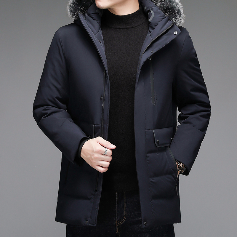 

Men's Down Parkas Black Winter Jacket Men's Smart Casual 90 White Duck Down Brand Down Jacket with Fur Hood Detachable 221006, Navy blue
