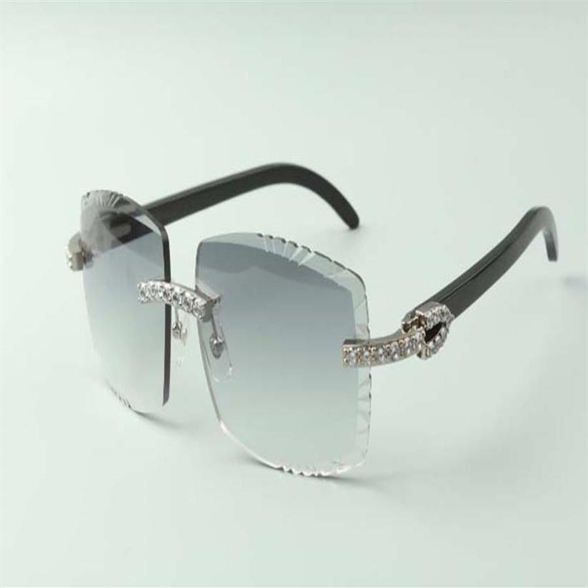 

2021 designers XL diamonds sunglasses 3524022 cutting lens natural black buffalo horns glasses size 58-18-140mm310W