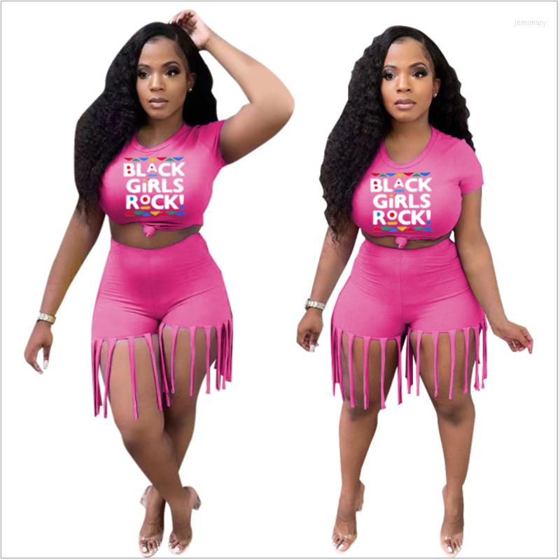 

Women' Tracksuits O Neck Two 2 Piece Sets Active Sporty Summer Outfits Tassel Suit, Fuchsia