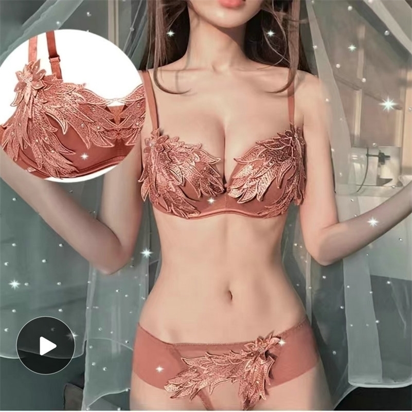 

Bras Sets Bra Set Angel s Sexy bra Diamond Trim Underwire Soft Pink Underwear Sleep 221006, White