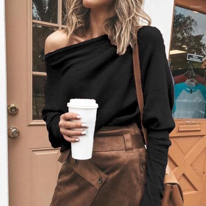 

Women' Sweaters Sweater Casual Women Knitted Skin-friendly Off Shoulder Raglan Sleeve, Khaki