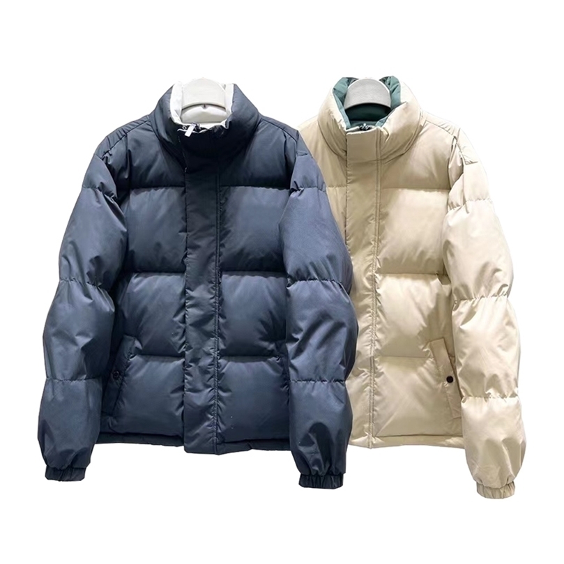 

Mens Down Parkas Mens Stand Collar Down Jacket Autumn Winter DoubleSided Outdoor Warm Zipper Pocket Doudoune Homme MA577 2201006, Black