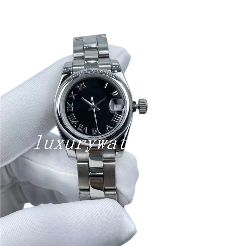 

Lady Watches 31mm Calendar Magnifier Stainless Steel Black Roman Dial Automatic Mechanical Bracelet Luxury Wristwatches, Watch b