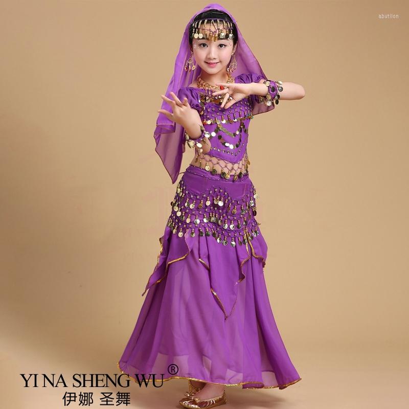 

Stage Wear Kids&Adult Belly Dance Costumes Set Oriental Bellydance Girls Egyptian Bollywood Kids Dancing Clothing, Purple 2pcs