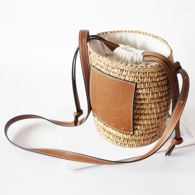 

Evening Bags Online Celebrity With Woven Straw Bucket Bag Shoulder Diagonal Small Mobile Phone 2022 Female Handbags Women, Brown