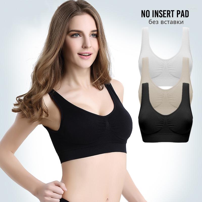 

Yoga Outfit -4XL Sports Bra Women Seamless Sexy Push Up Sleep Brassiere Underwear Fitness Breathable Vest GYM Plus Size, 02white no pad