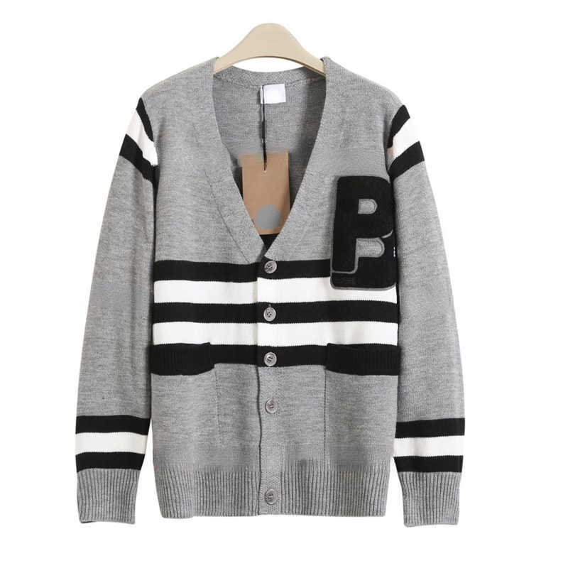 

Tb designer sweater mens knitting cardigan coat burb embroidery wool sweaters men women v-neck casual jacket, Gray