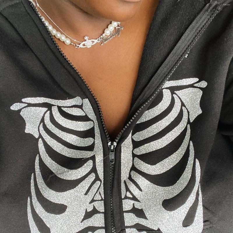 

Women' Hoodies Women Autumn Halloween Hooded Cardigan Adults Sternum Print Long Sleeve Sweatshirts With Drawstring Pocket, Black